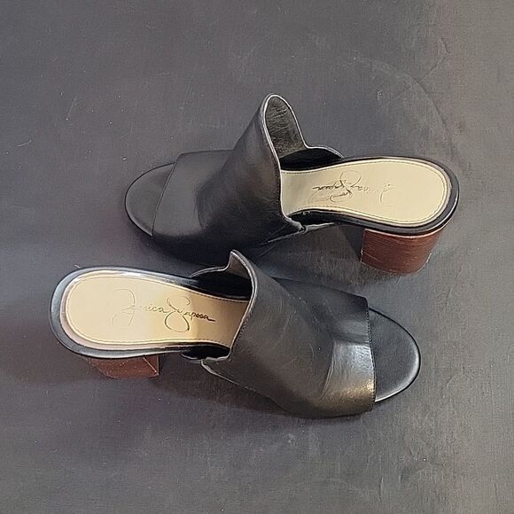 JESSICA SIMPSON PEEP TOE BLOCK HEEL SLIDE MULE SANDAL - Picture 7 of 13